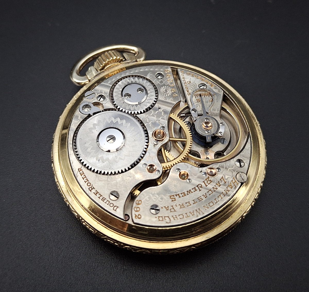 Orologio da tasca americano di grado ferroviario 992 Hamilton Watch co,  1912.-photo-1