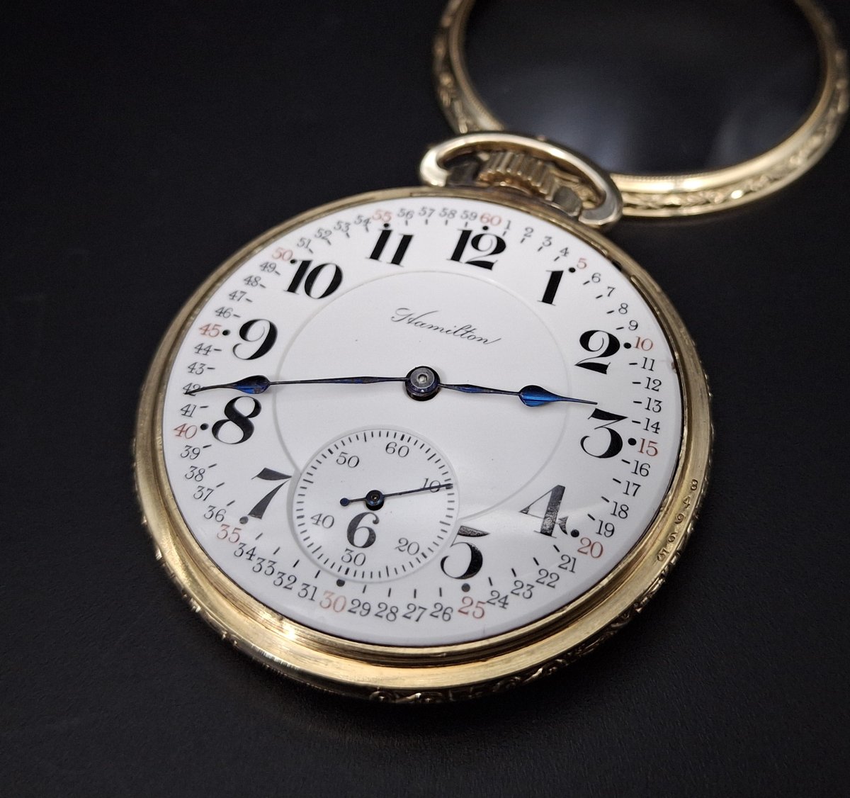 Orologio da tasca americano di grado ferroviario 992 Hamilton Watch co,  1912.-photo-5