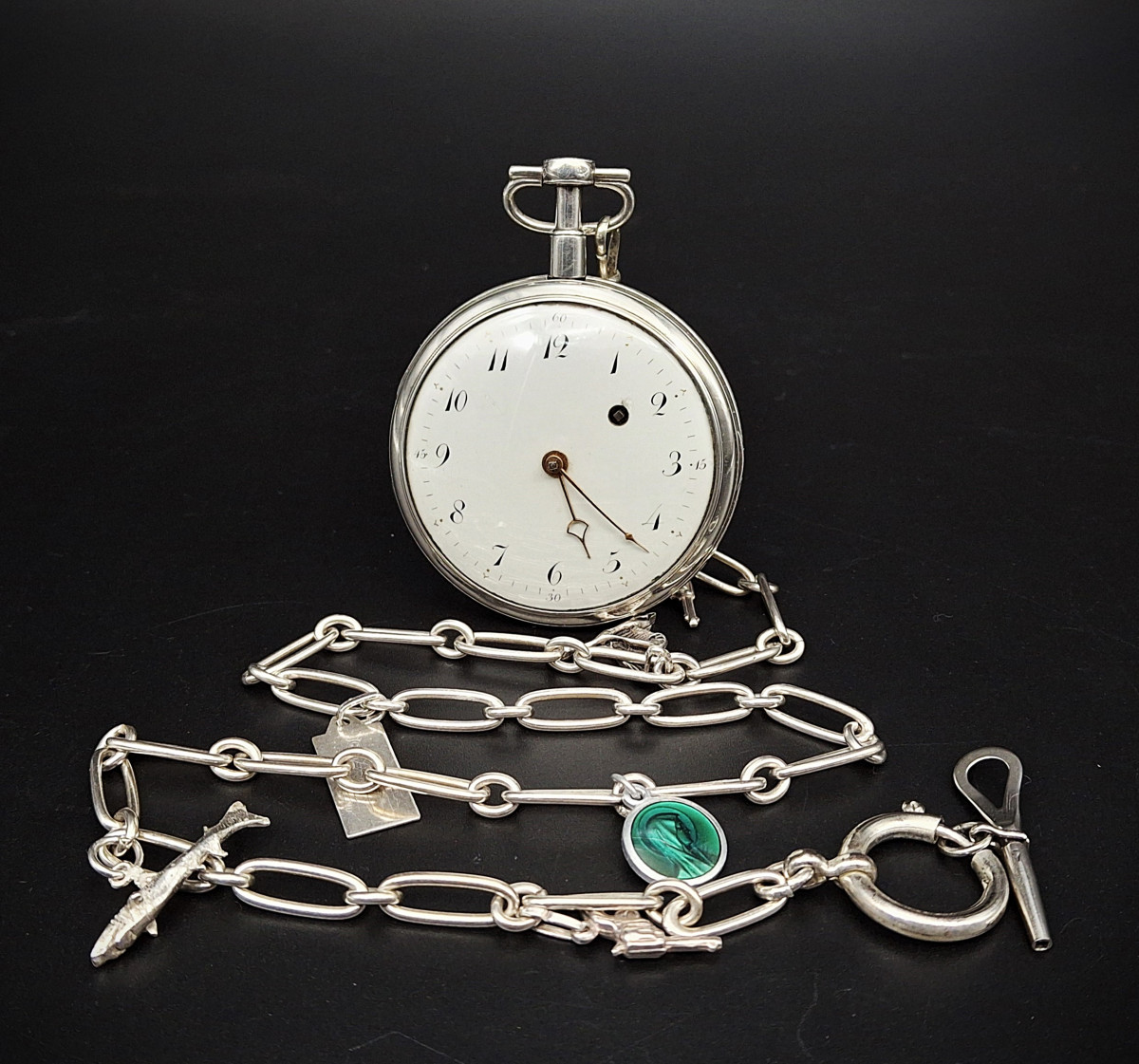 Orologio da tasca a Verga completo di catenella , Selliard a Paris, primo 800