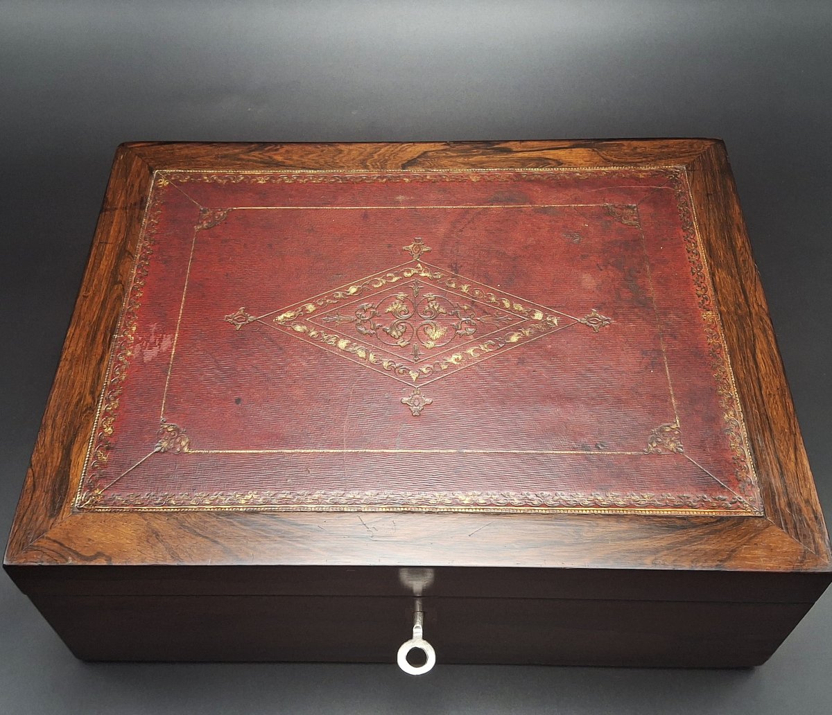 Scatola da viaggio in legno di palissandro, epoca fine 800-photo-3