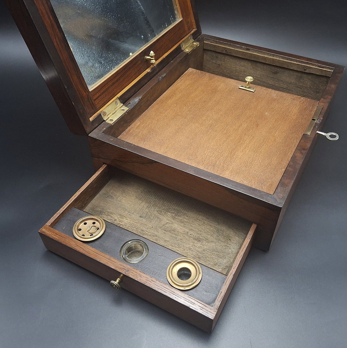 Scatola da viaggio in legno di palissandro, epoca fine 800-photo-4