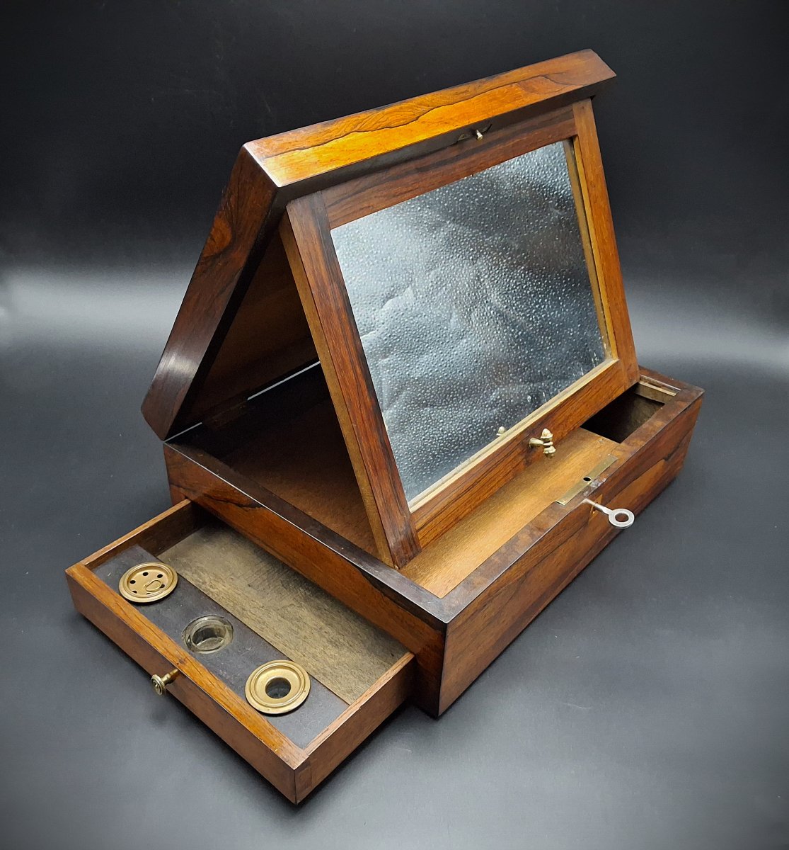 Scatola da viaggio in legno di palissandro, epoca fine 800-photo-1