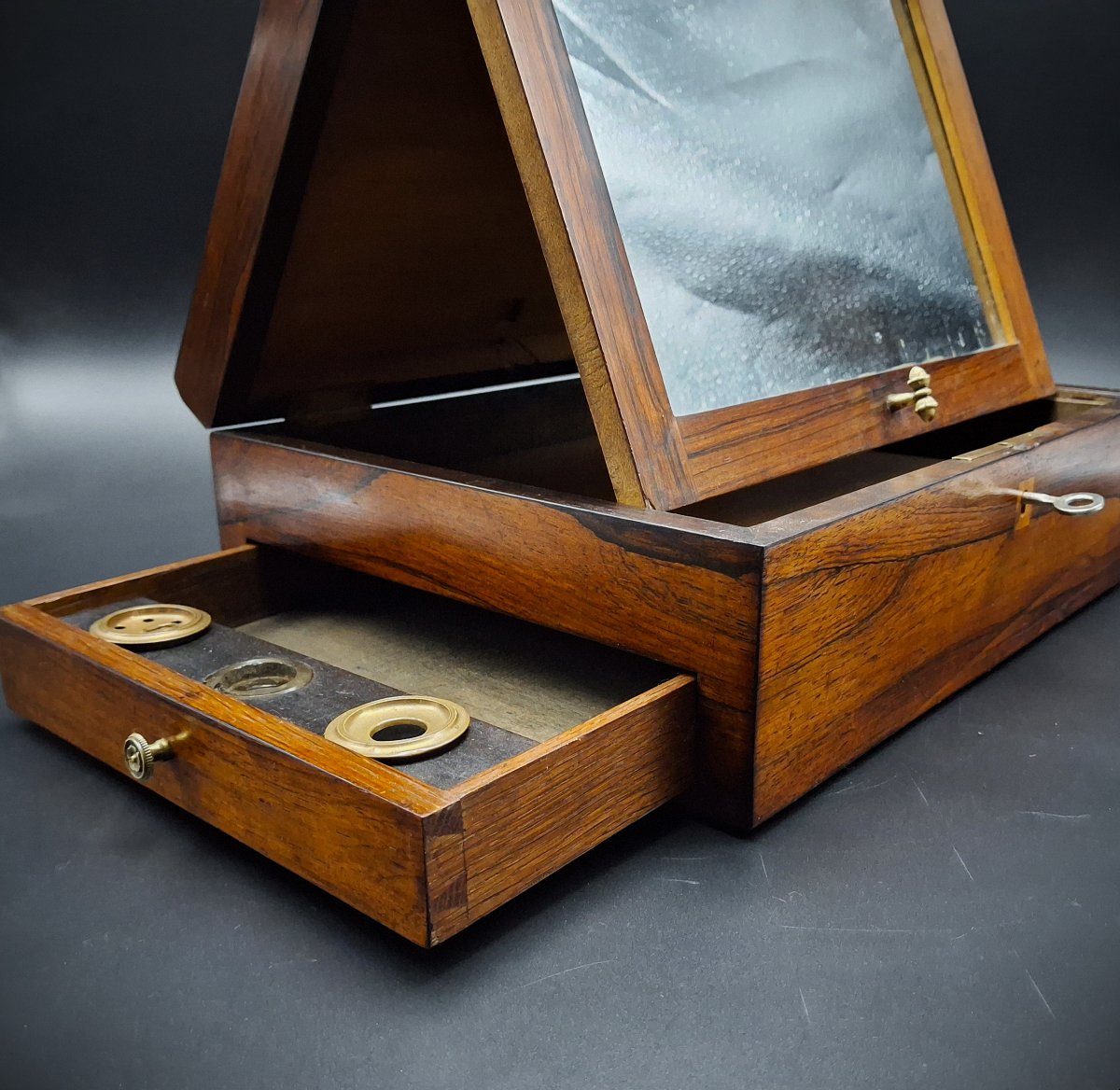 Scatola da viaggio in legno di palissandro, epoca fine 800-photo-2