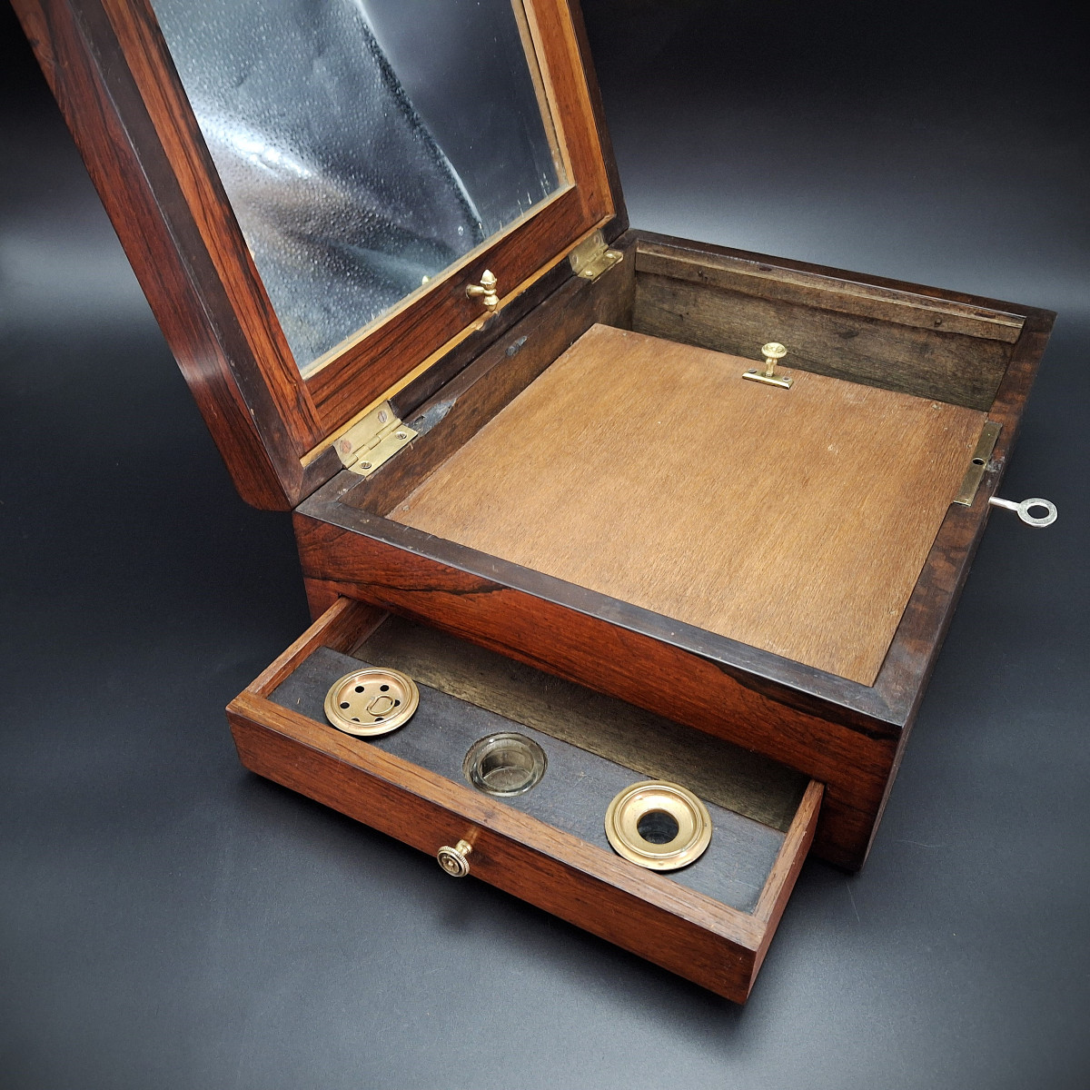 Scatola da viaggio in legno di palissandro, epoca fine 800-photo-7