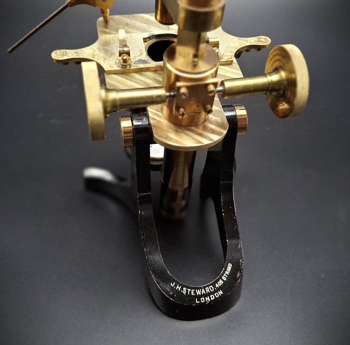 Microscopio in ottone  con custodia originale e accessori J.H.Steward London, 1870-photo-3