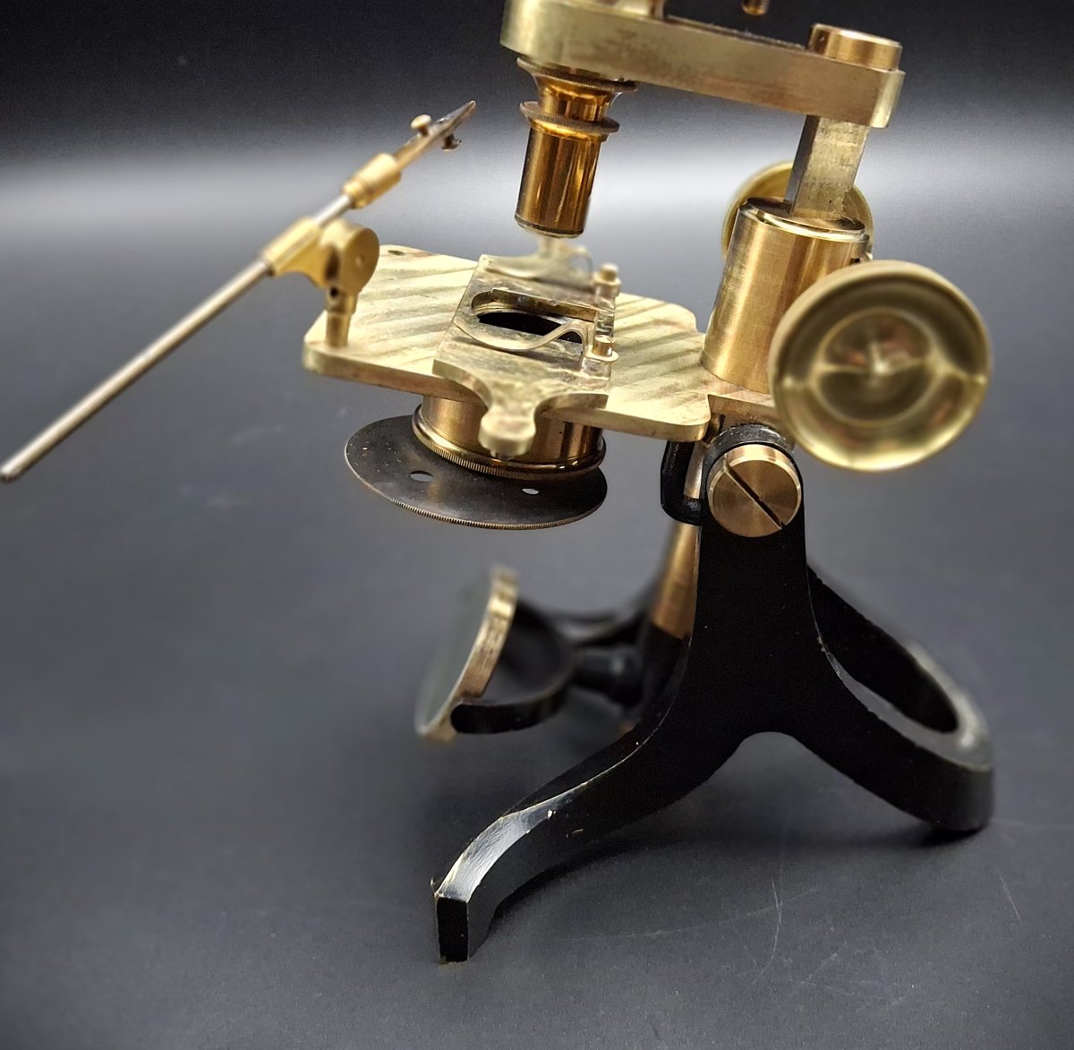 Microscopio in ottone  con custodia originale e accessori J.H.Steward London, 1870-photo-4