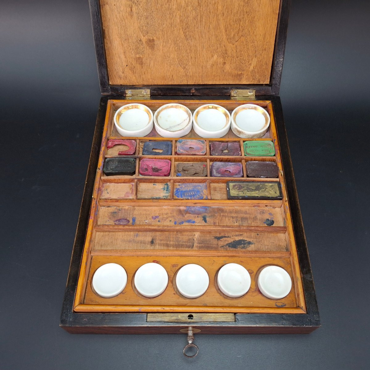 Rara scatola da pittore, colori acquerello, Storica ditta francese Duret, fine 800-photo-2