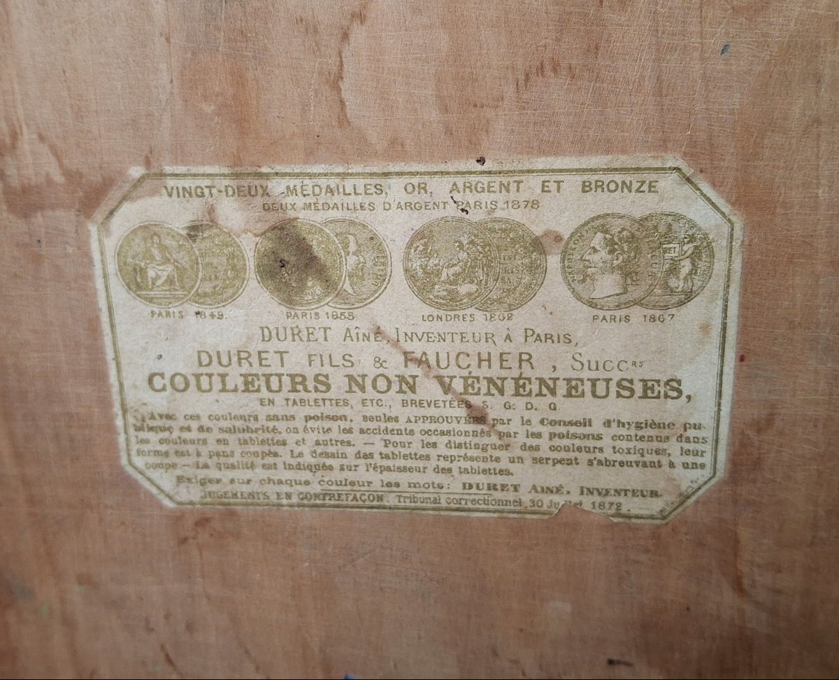 Rara scatola da pittore, colori acquerello, Storica ditta francese Duret, fine 800-photo-7
