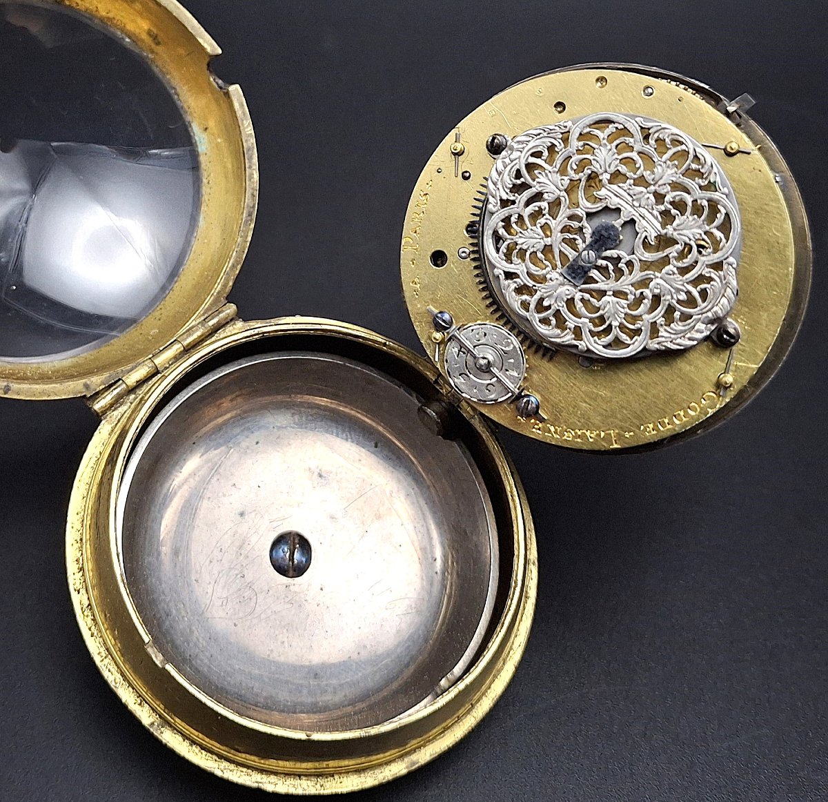 Raro orologio Oignon francese con funzione ripetizione, Jean Godde Laisne, 1695 circa.-photo-5