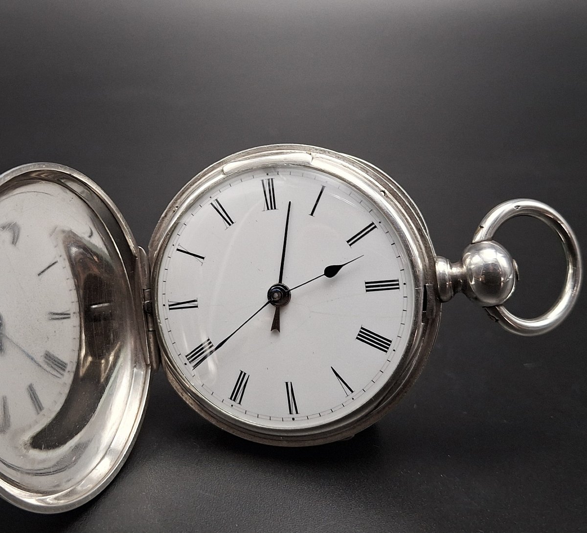 Orologio da tasca a cilindro con svegliarino, epoca 1880 circa-photo-2