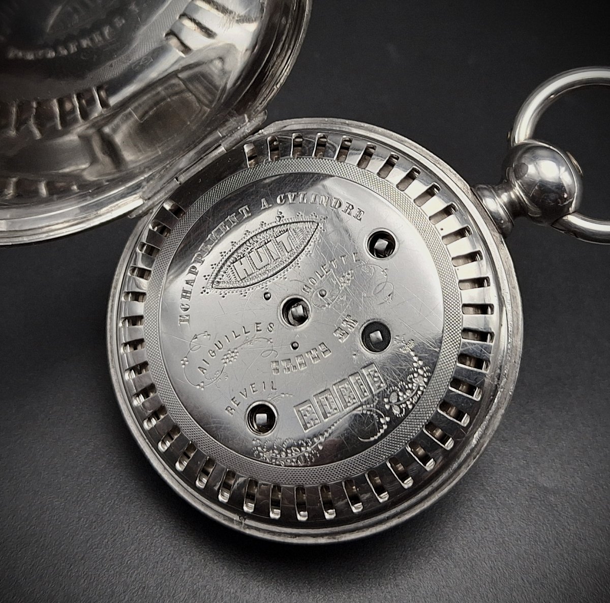 Orologio da tasca a cilindro con svegliarino, epoca 1880 circa-photo-3