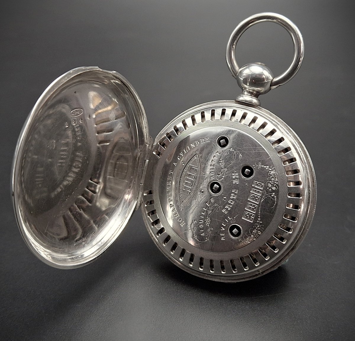 Orologio da tasca a cilindro con svegliarino, epoca 1880 circa-photo-5