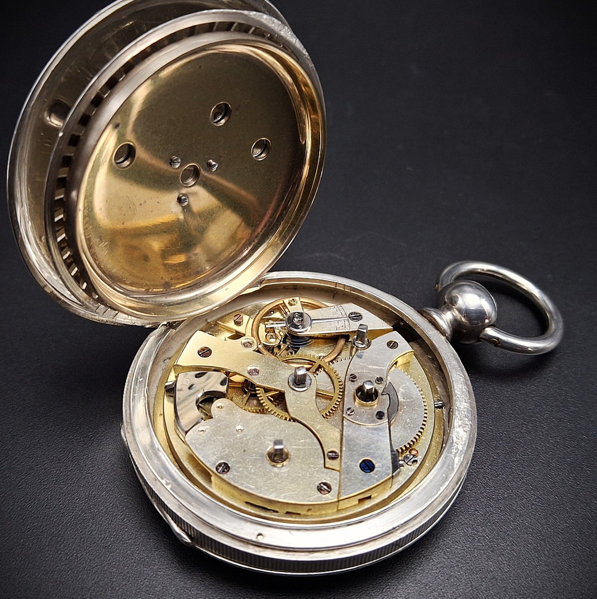 Orologio da tasca a cilindro con svegliarino, epoca 1880 circa-photo-6