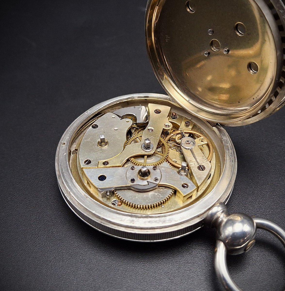Orologio da tasca a cilindro con svegliarino, epoca 1880 circa-photo-7