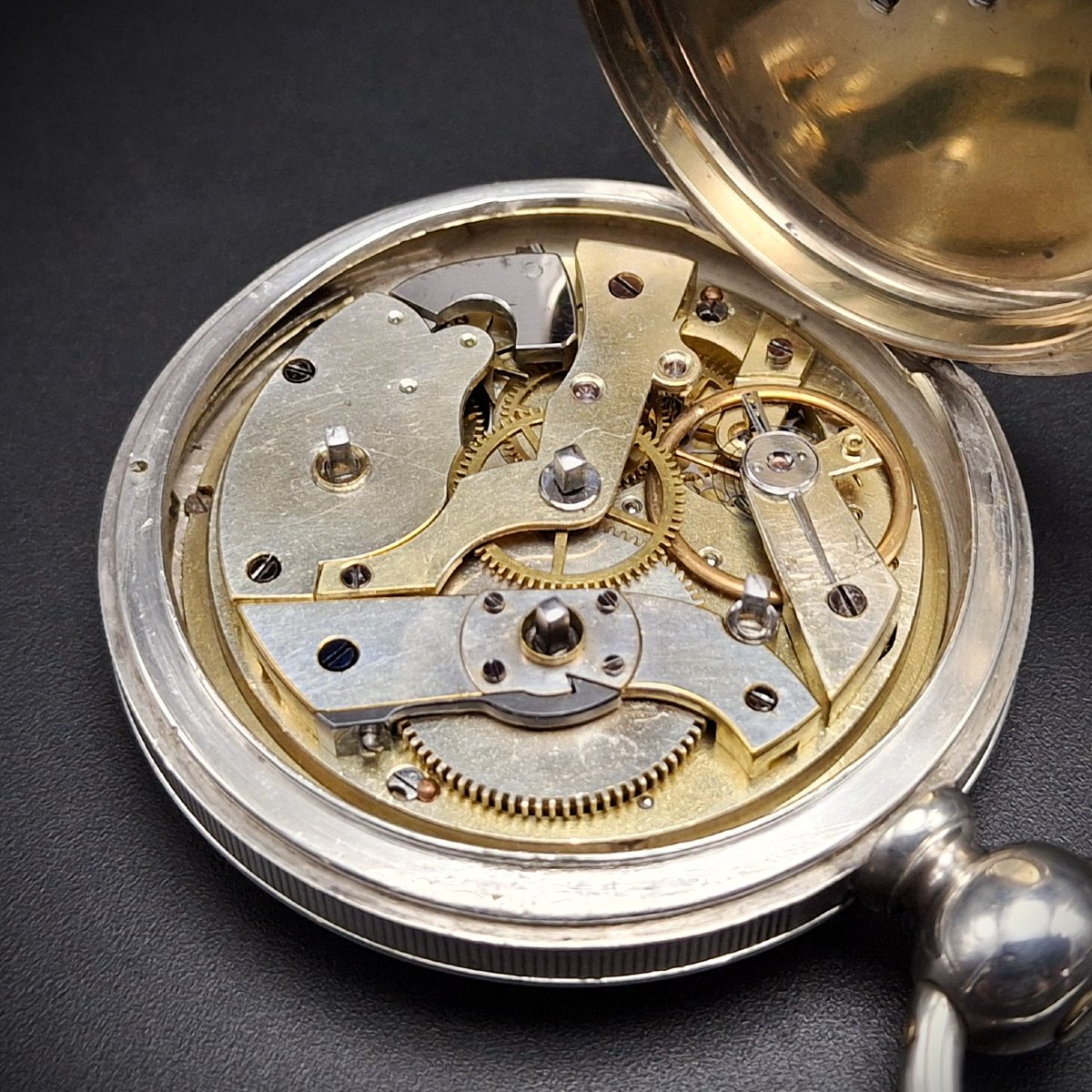 Orologio da tasca a cilindro con svegliarino, epoca 1880 circa-photo-8