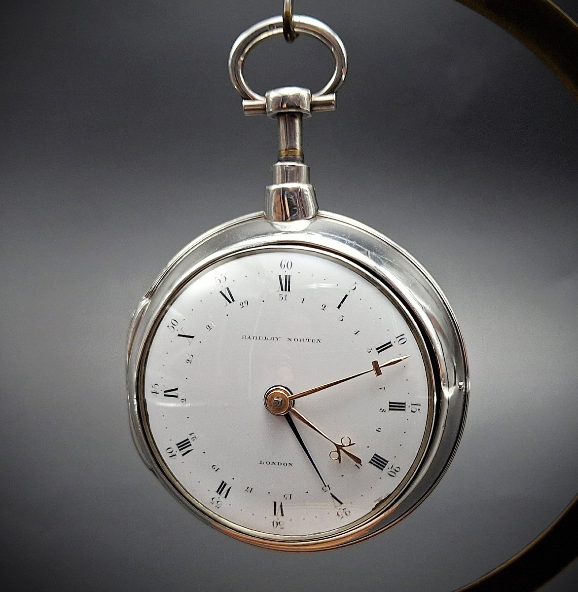 Orologio da tasca con scappamento a cilindro, ripetizione ore  e quarti, calendario, fine 700-photo-2