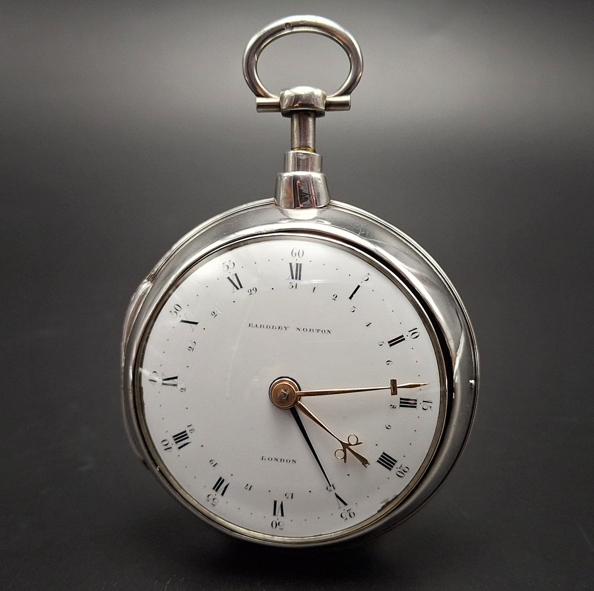 Orologio da tasca con scappamento a cilindro, ripetizione ore  e quarti, calendario, fine 700