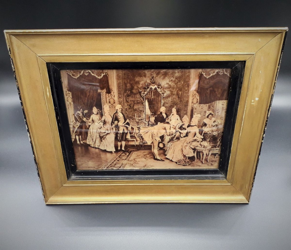 Raro Crystoleum, quadro dipinto, epoca Vittoriana-photo-2