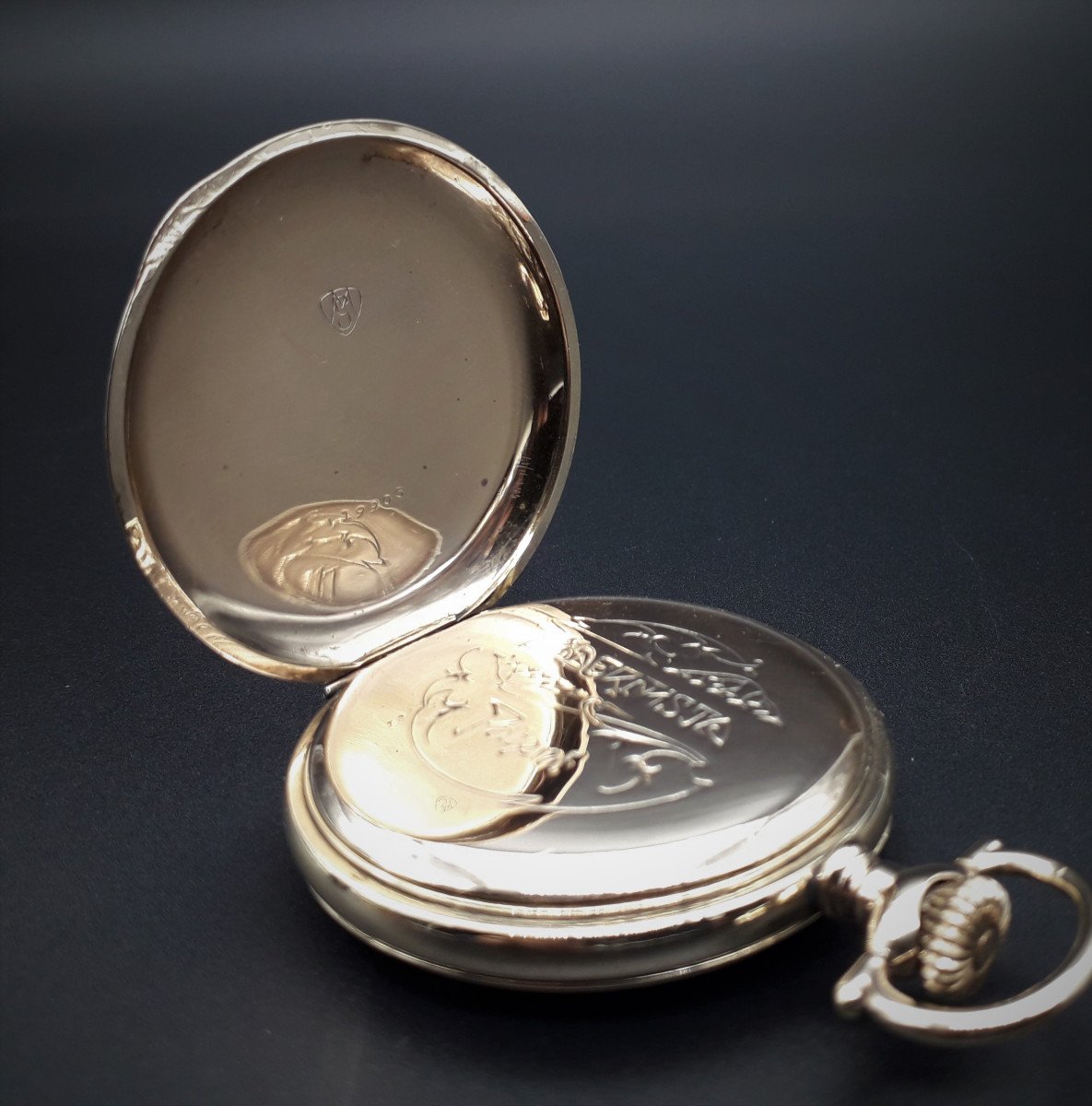 Rare Montre Gousset Modernista avec heures sautante, 1905-photo-3
