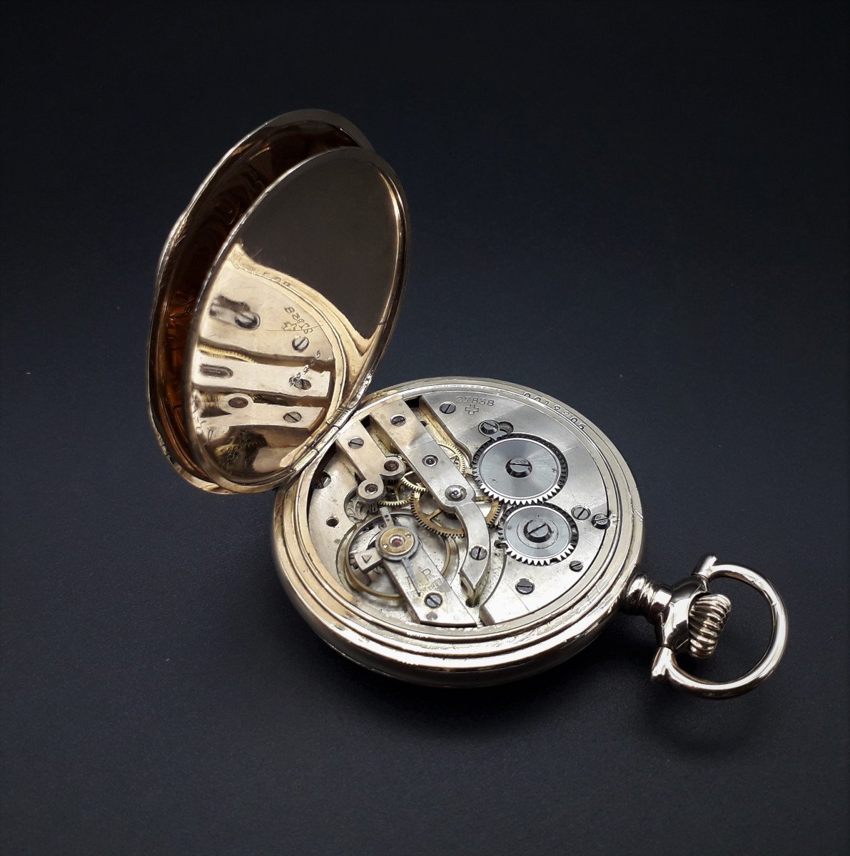 Rare Montre Gousset Modernista avec heures sautante, 1905-photo-5