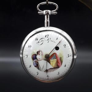 Orologio da tasca a Verga con quadrante dipinto, epoca fine 700