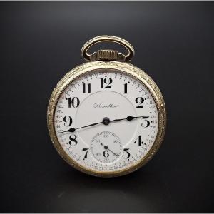 Orologio da tasca americano di grado ferroviario 992 Hamilton Watch co,  1912.