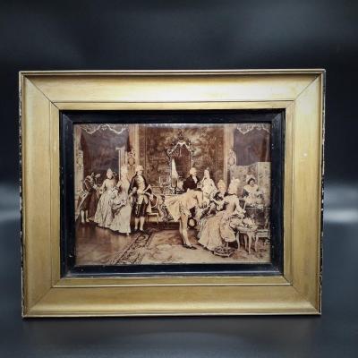 Raro Crystoleum, quadro dipinto, epoca Vittoriana