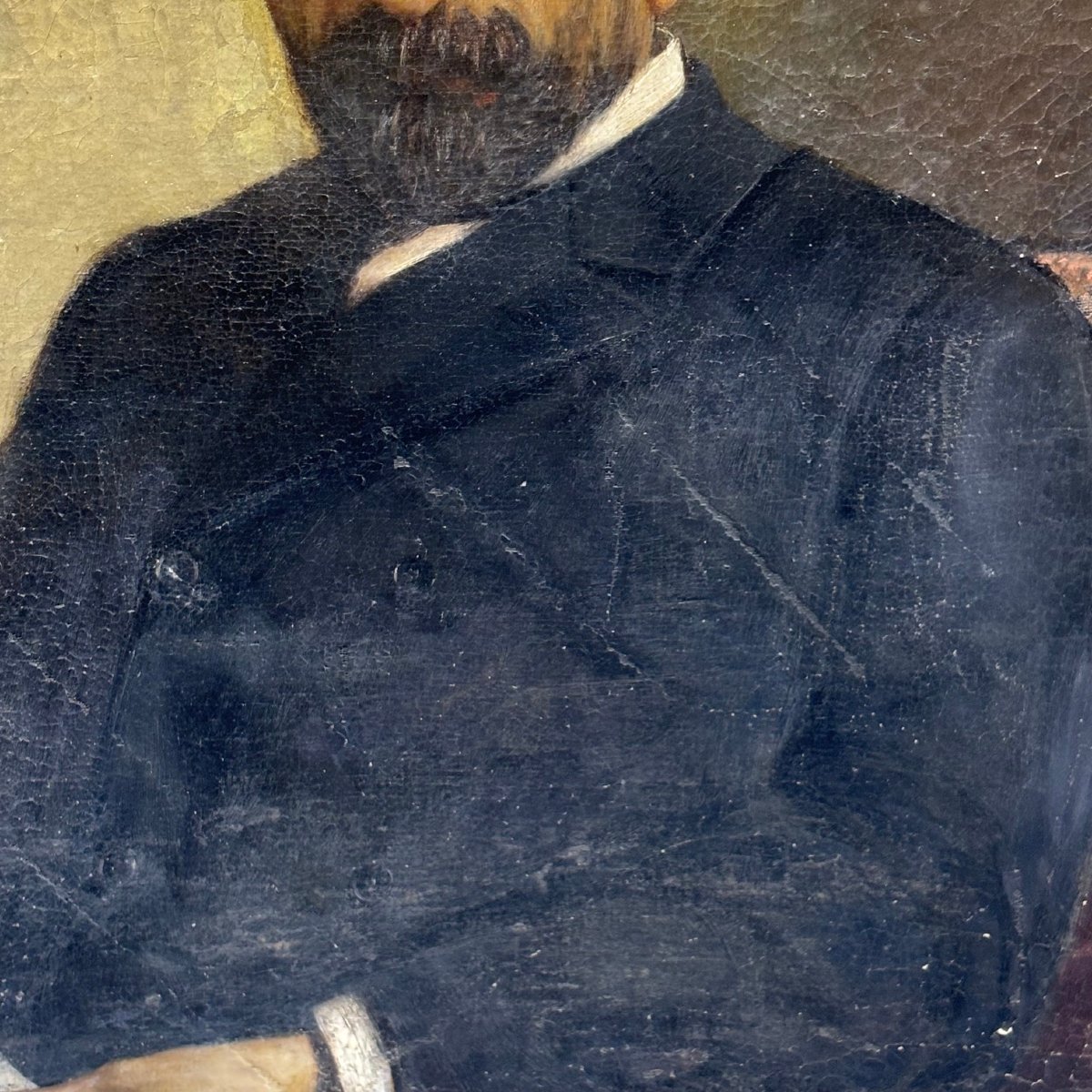 Antico dipinto olio di nobile, autore Giacomo Calegari Bergamo 1899 pittore verista . 130x105-photo-7