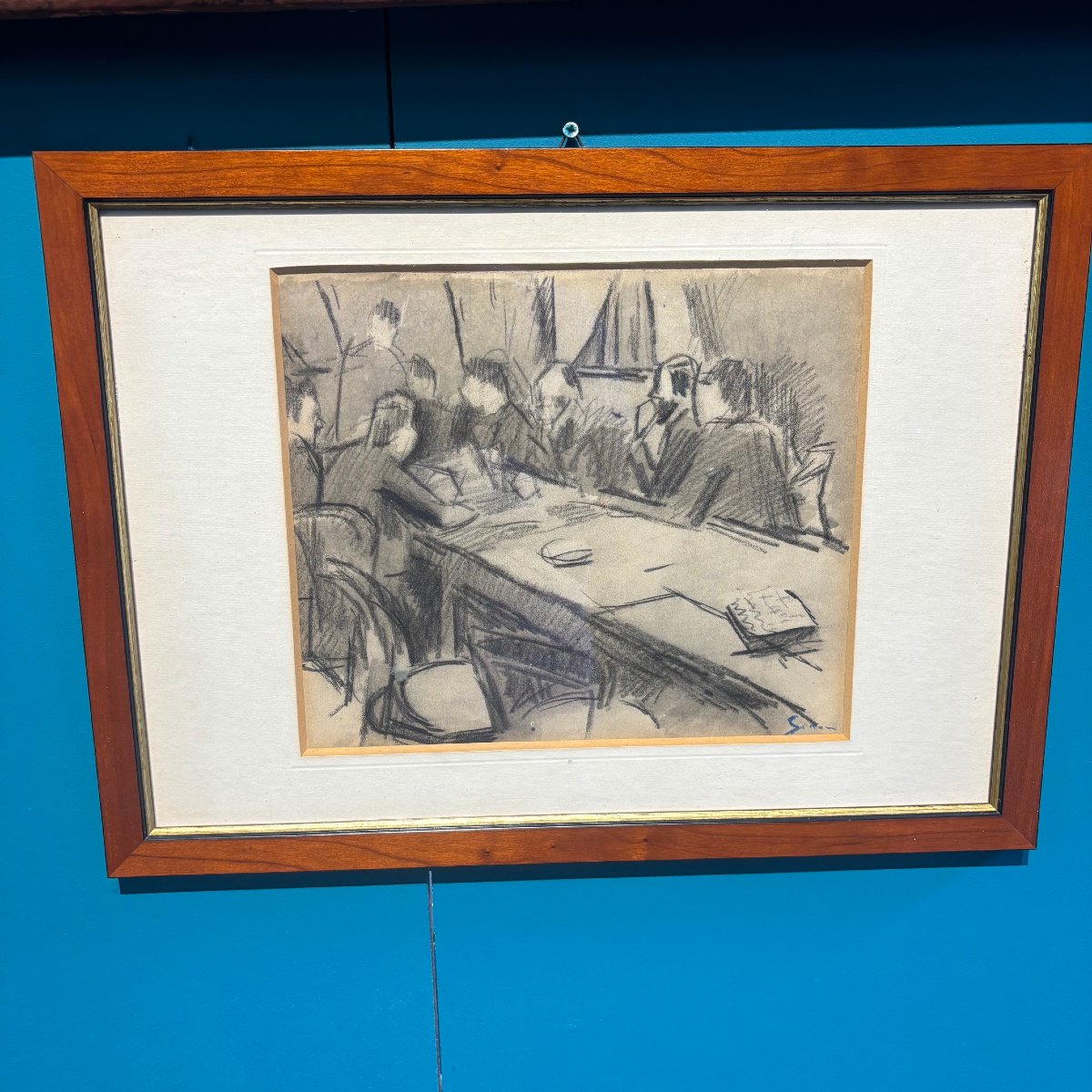 Mario Sironi .” La riunione “. Grafite e acquerello su Carta . cm 28 x cm 24 -photo-3