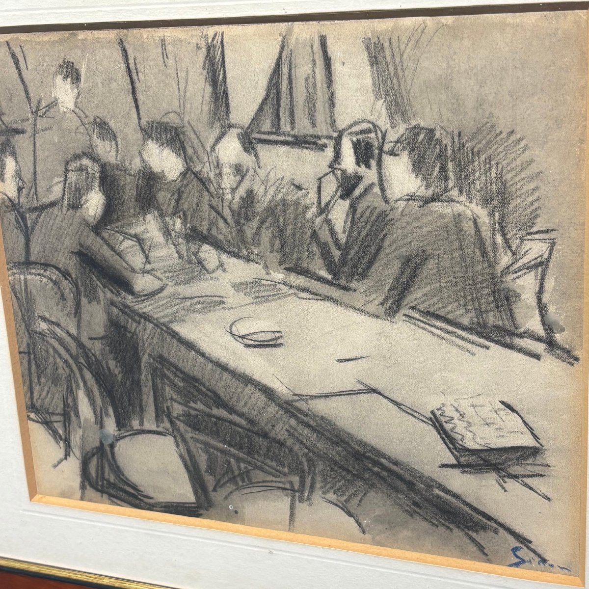 Mario Sironi .” La riunione “. Grafite e acquerello su Carta . cm 28 x cm 24 -photo-4