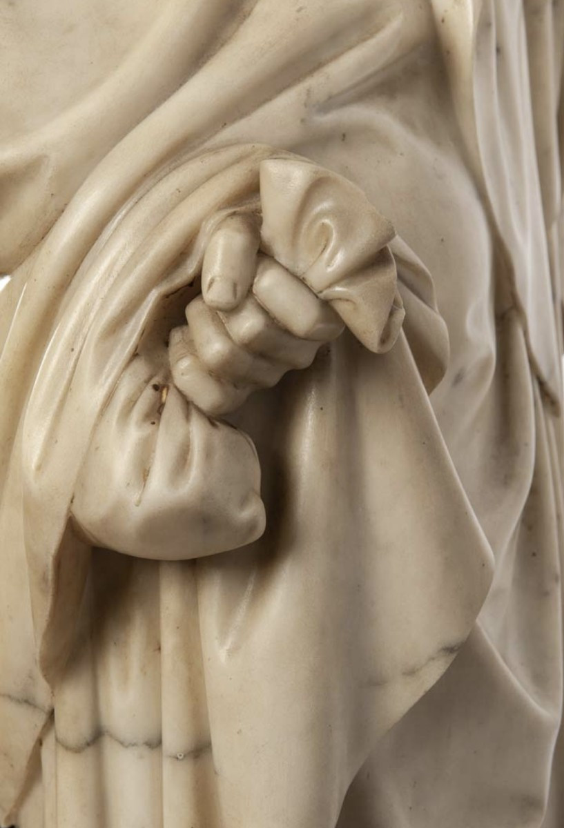 Gruppo scultoreo in marmo di Carrara raffigurante il Bacio di Giuda-photo-5