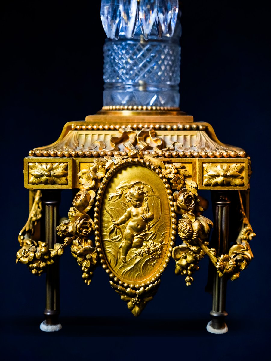 Coppia di Girandoles in cristallo e bronzo dorato, firmate F. Barbedienne, Parigi – Francia, se-photo-2
