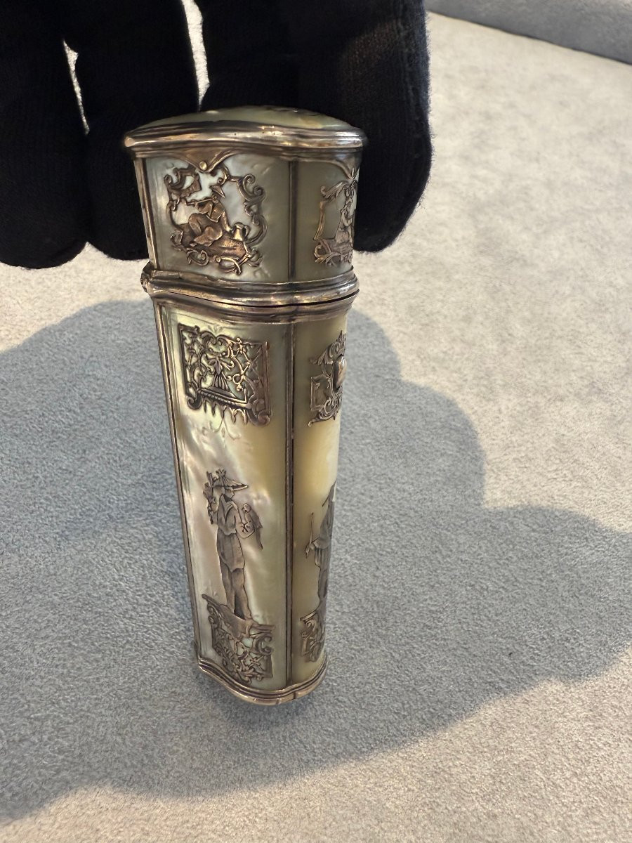 Necessaire da toilette orientalista in madreperla e argento, Francia, metà XIX secolo-photo-1
