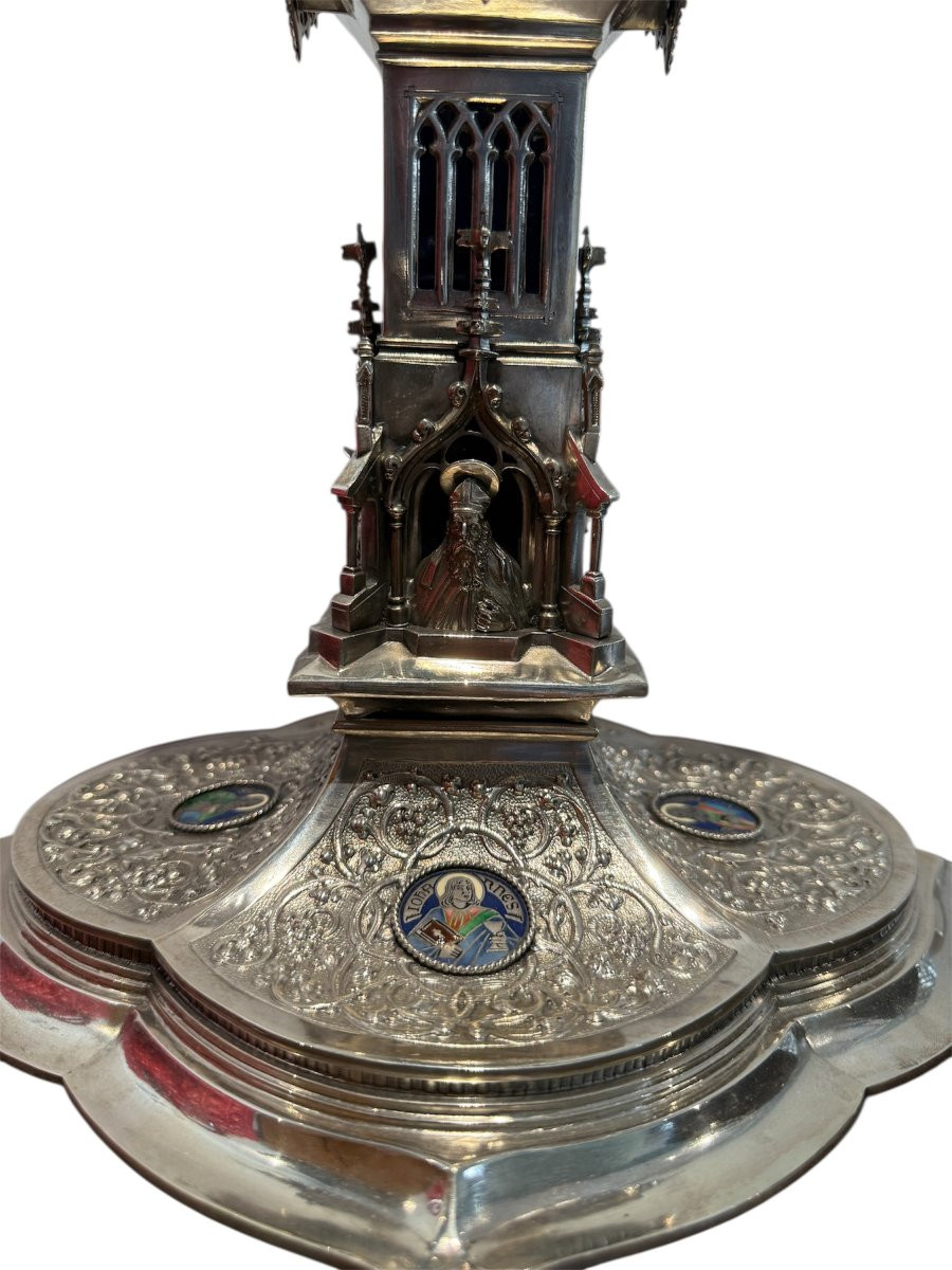 Reliquiario gotico in argento con smalti cloisonné-photo-2