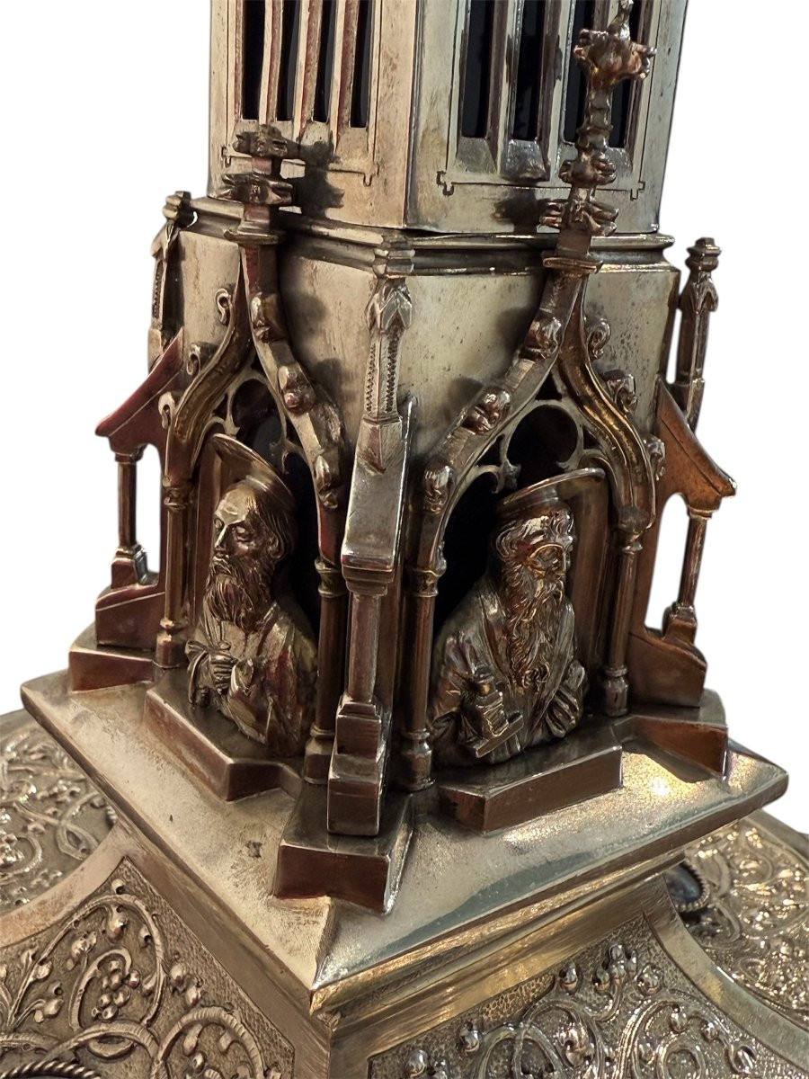 Reliquiario gotico in argento con smalti cloisonné-photo-3