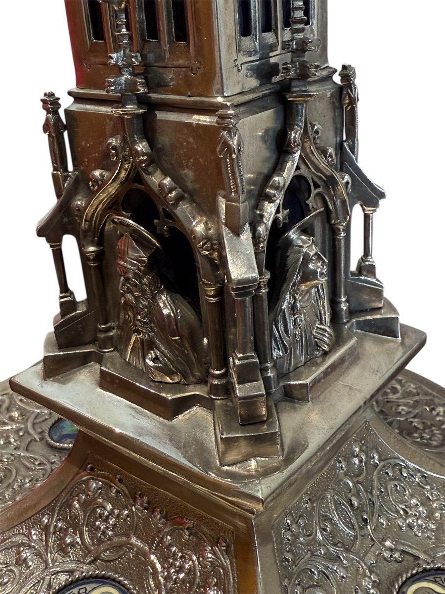 Reliquiario gotico in argento con smalti cloisonné-photo-4