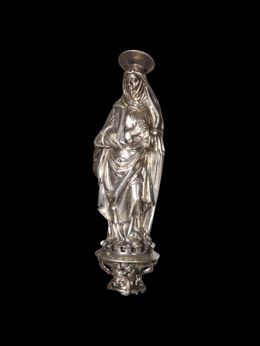 Reliquiario gotico in argento con smalti cloisonné-photo-2