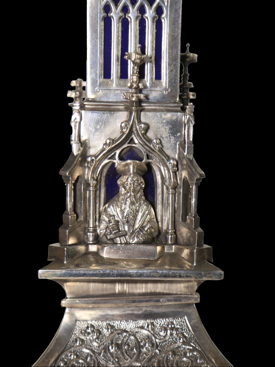 Reliquiario gotico in argento con smalti cloisonné-photo-4