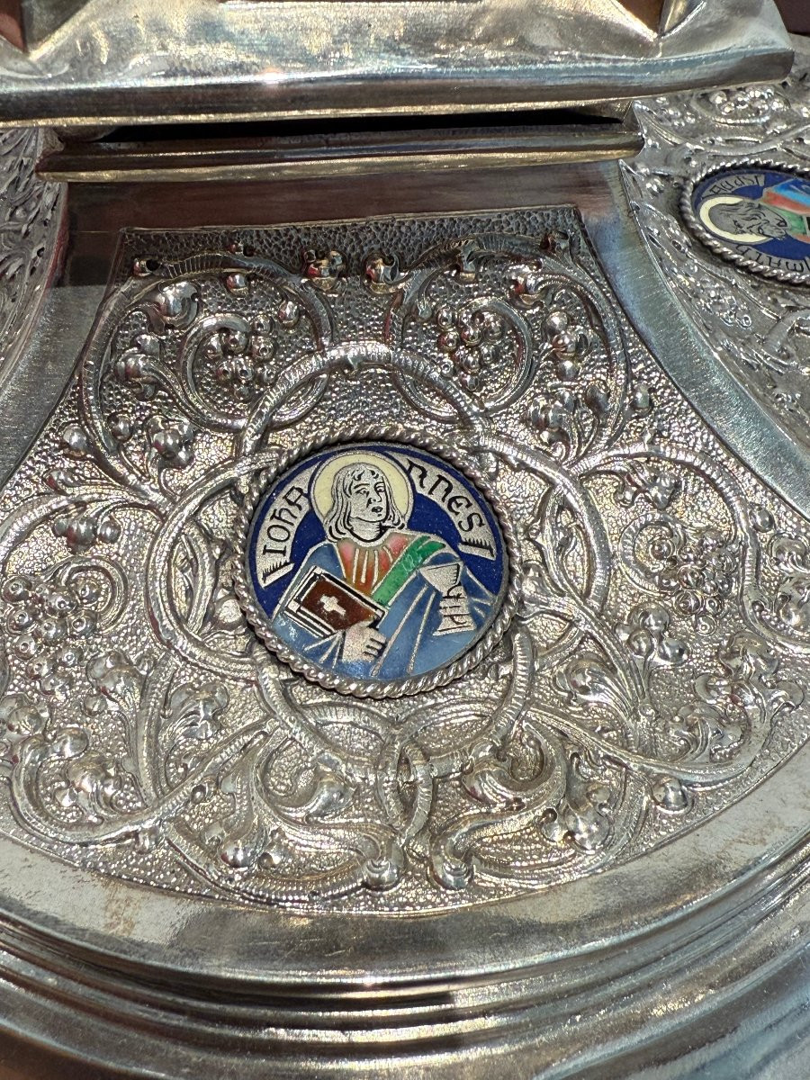 Reliquiario gotico in argento con smalti cloisonné-photo-6