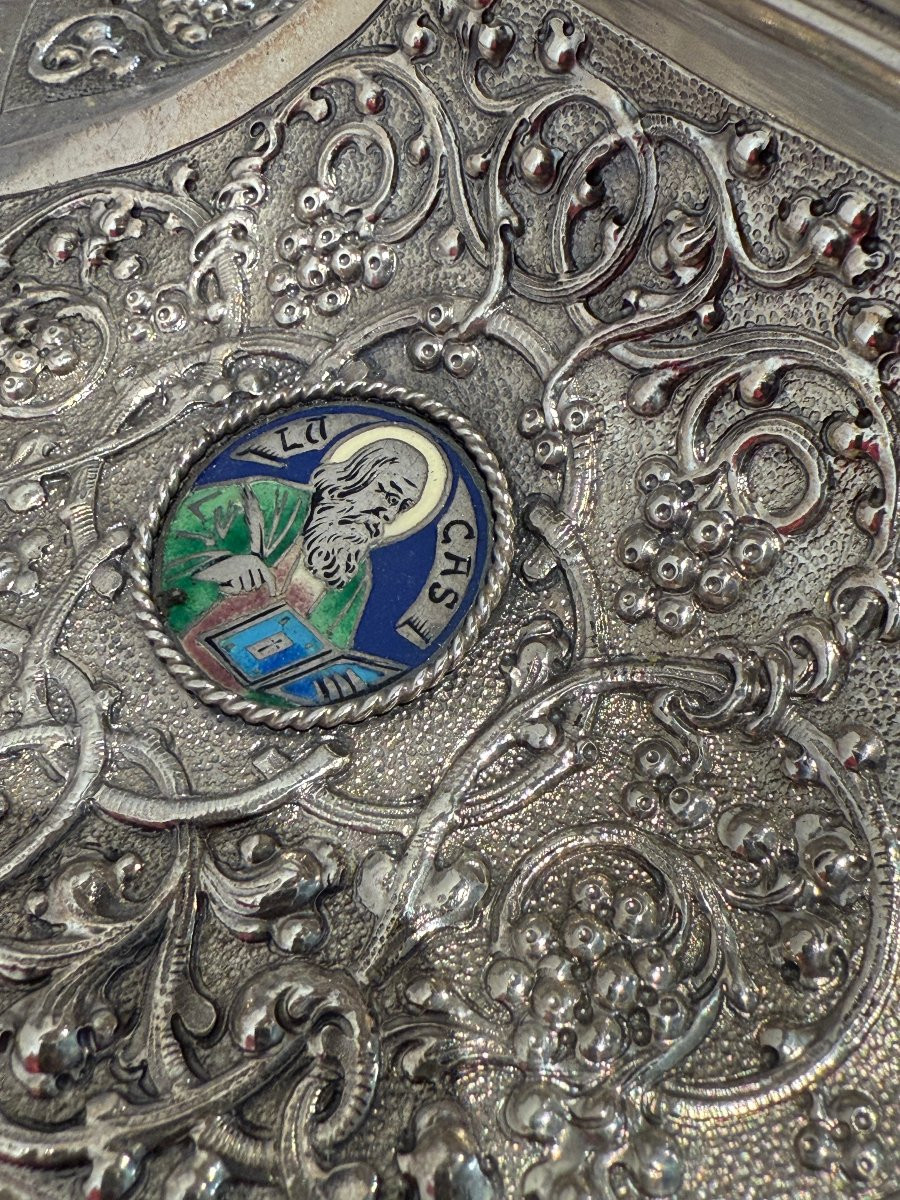 Reliquiario gotico in argento con smalti cloisonné-photo-7