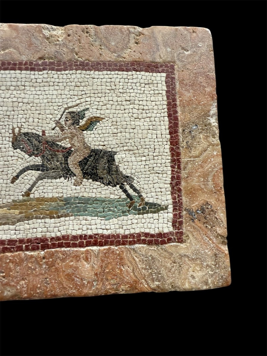 Micromosaico romano con amorini su capretti  Roma, prima metà del XIX secolo-photo-2
