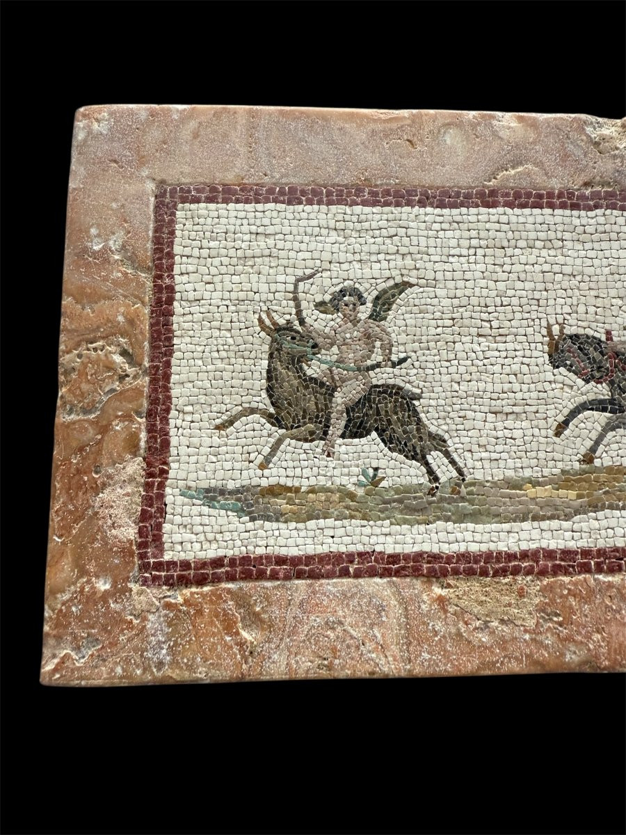 Micromosaico romano con amorini su capretti  Roma, prima metà del XIX secolo-photo-3