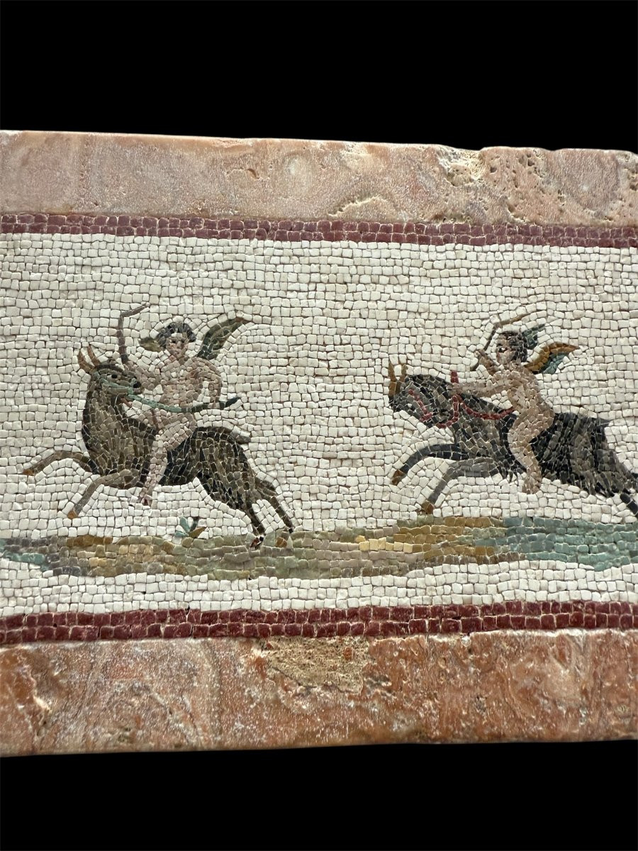 Micromosaico romano con amorini su capretti  Roma, prima metà del XIX secolo-photo-4