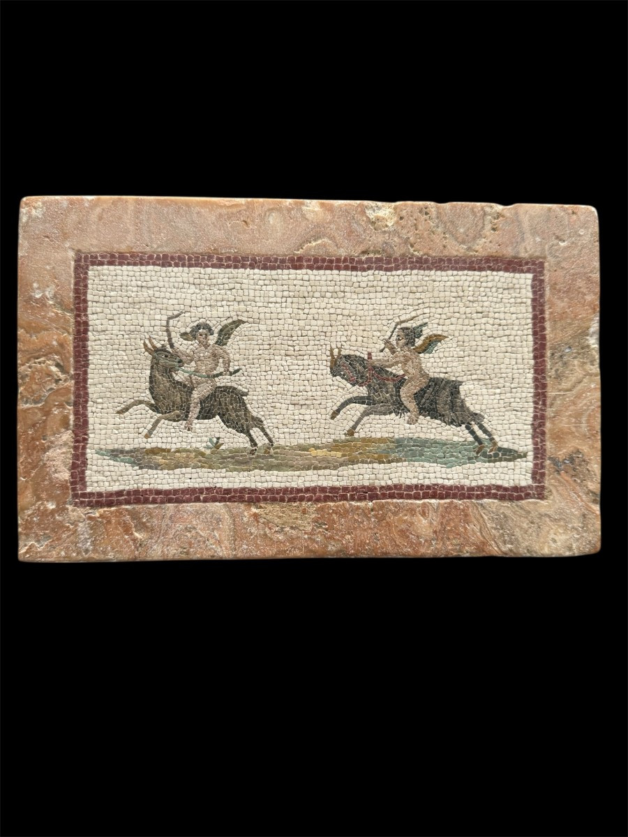 Micromosaico romano con amorini su capretti  Roma, prima metà del XIX secolo