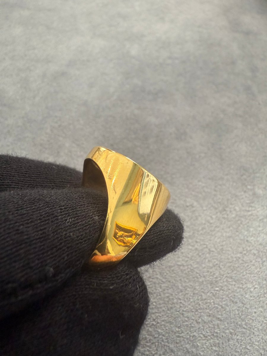 Anello in oro con intaglio antico in agata gialla-photo-4
