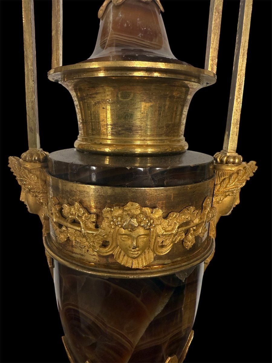 Coppia di vasi in alabastro tartarugato e bronzo dorato, Roma, fine del XVIII secolo, ambito Va-photo-3