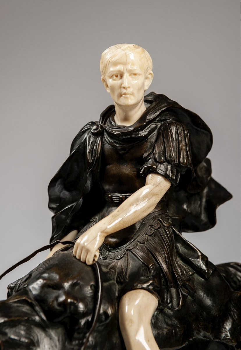 Scultura in bronzo patinato e avorio, firmata B. Nannini  Italia, prima metà del XIX secolo-photo-2