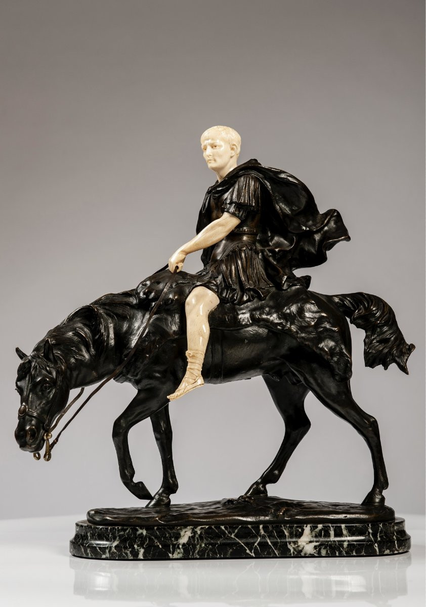 Scultura in bronzo patinato e avorio, firmata B. Nannini  Italia, prima metà del XIX secolo-photo-3