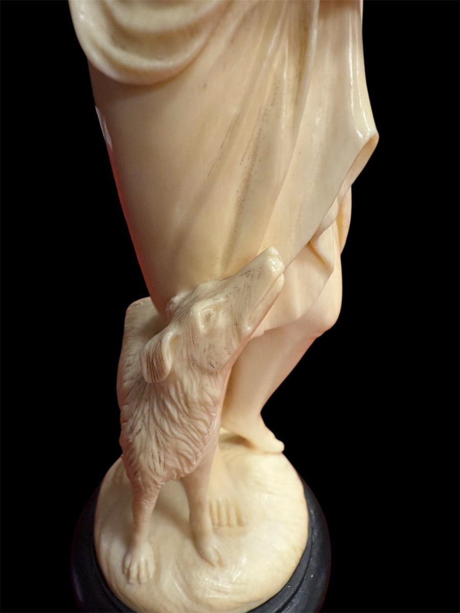 Scultura in avorio raffigurante Diana cacciatrice-photo-2