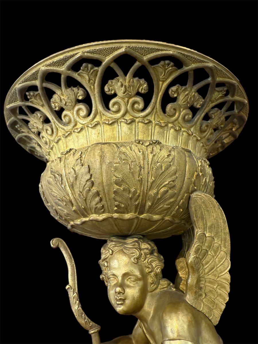 Coppia di cassolette in bronzo dorato, firmate Thomire à Paris-photo-6